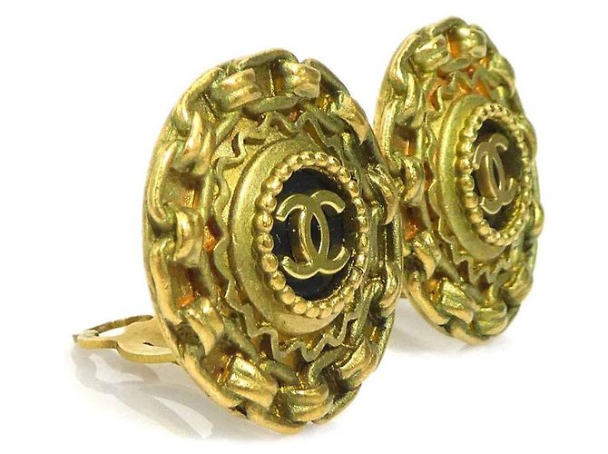 Chanel Coco Mark Clip Ohrringe Schwarz Golden - Ansicht 2