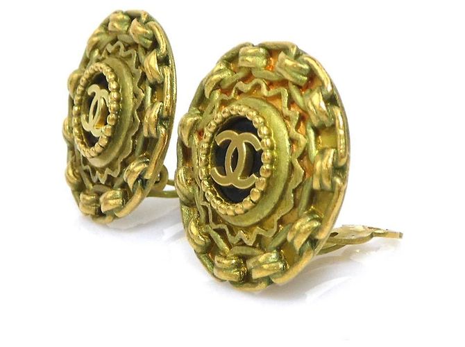 Chanel Coco Mark Clip Ohrringe Schwarz Golden - Ansicht 3