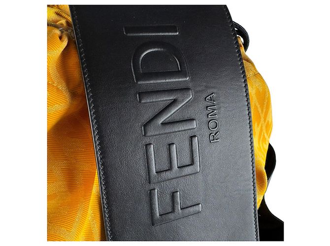 Fendi Strike Large Backpack Black Yellow - view 14