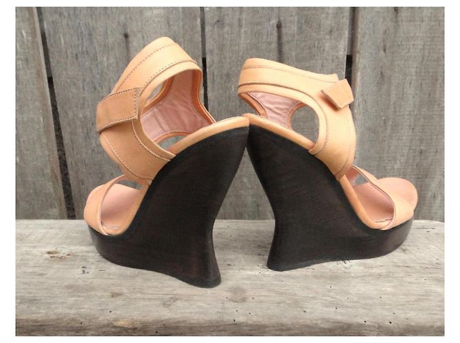 Sandali con zeppa Alexander McQueen Arancione Pelle - vista 5