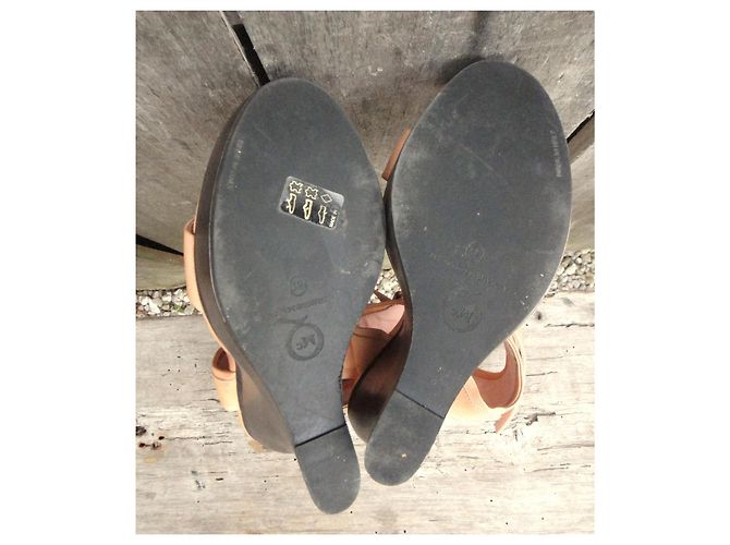 Sandali con zeppa Alexander McQueen Arancione Pelle - vista 6