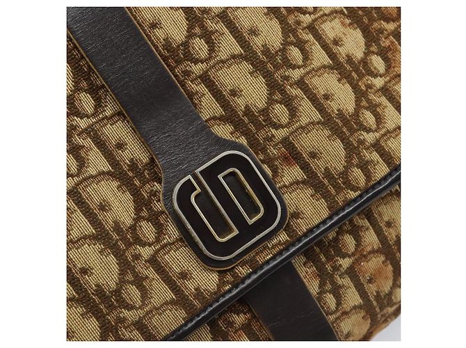 Borsa a Spalla in Tela Trotter Christian Dior Beige Oro Auth YKZ051 - vista 15
