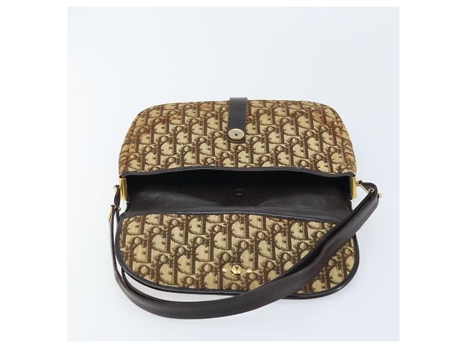 Borsa a Spalla in Tela Trotter Christian Dior Beige Oro Auth YKZ051 - vista 16