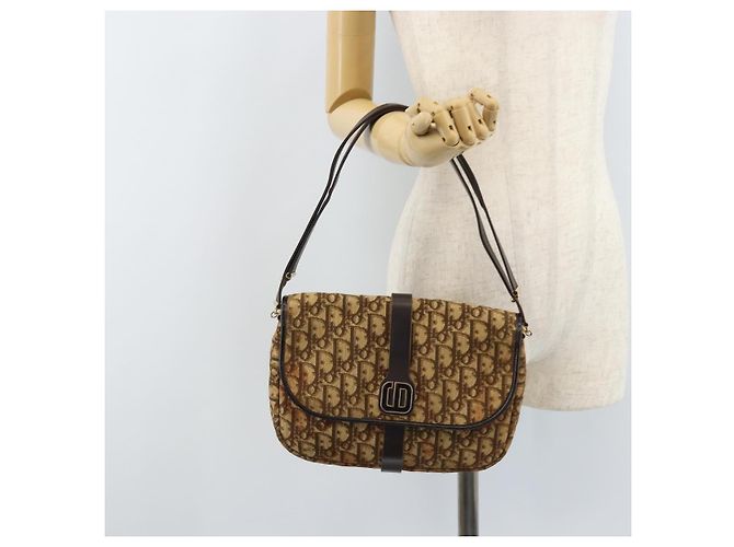 Borsa a Spalla in Tela Trotter Christian Dior Beige Oro Auth YKZ051 - vista 21