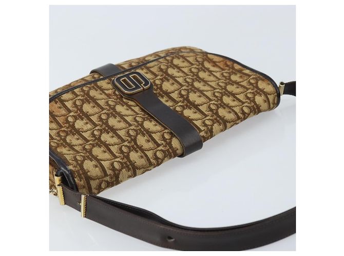 Borsa a Spalla in Tela Trotter Christian Dior Beige Oro Auth YKZ051 - vista 6