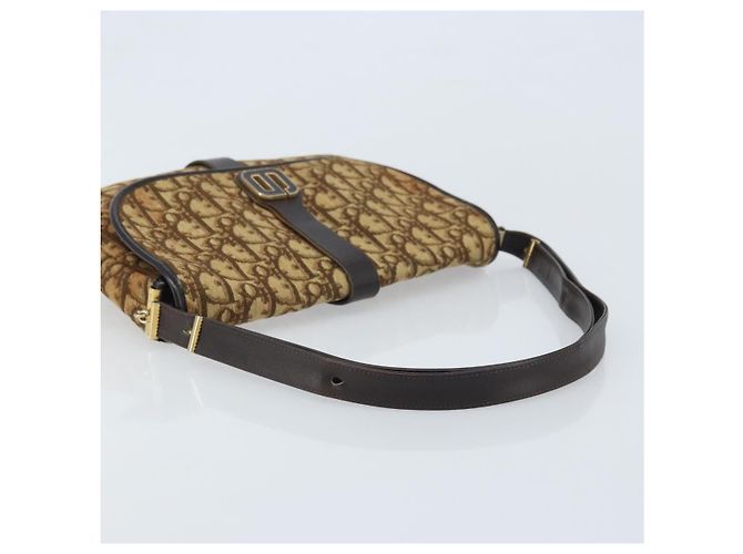 Borsa a Spalla in Tela Trotter Christian Dior Beige Oro Auth YKZ051 - vista 7