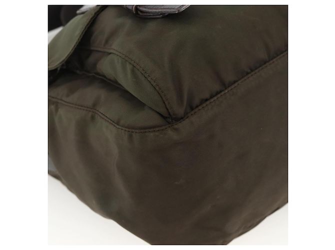Bolsa de Ombro PRADA Nylon Caqui Prata Autêntica 174309 - vista 11