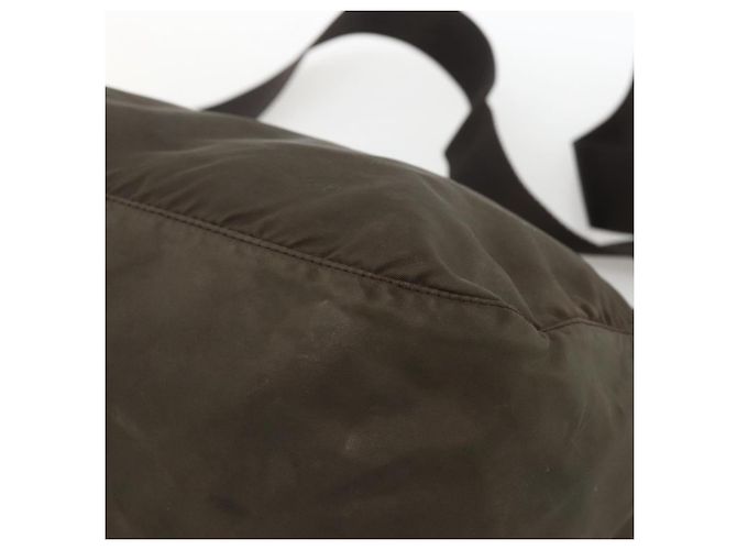 Bolsa de Ombro PRADA Nylon Caqui Prata Autêntica 174309 - vista 12