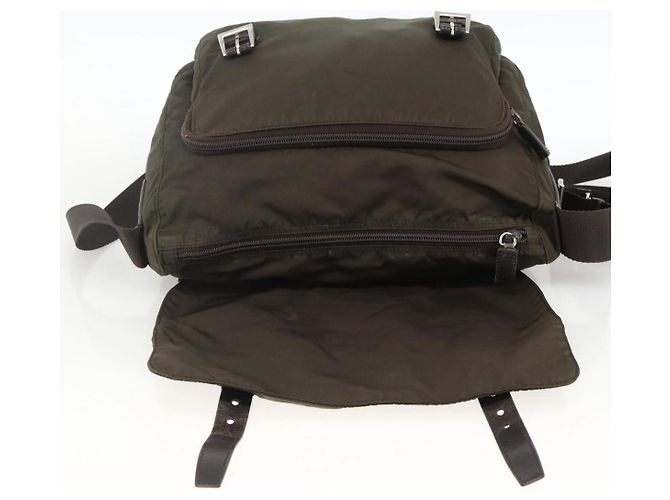 Bolsa de Ombro PRADA Nylon Caqui Prata Autêntica 174309 - vista 18