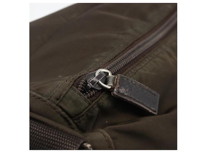 Bolsa de Ombro PRADA Nylon Caqui Prata Autêntica 174309 - vista 19