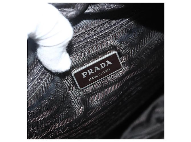 Bolsa de Ombro PRADA Nylon Caqui Prata Autêntica 174309 - vista 20