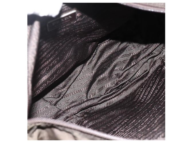 Bolsa de Ombro PRADA Nylon Caqui Prata Autêntica 174309 - vista 21