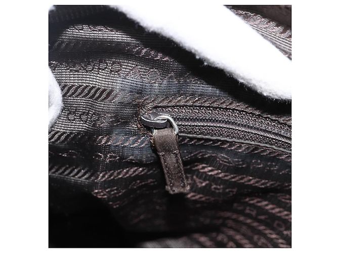 Bolsa de Ombro PRADA Nylon Caqui Prata Autêntica 174309 - vista 24
