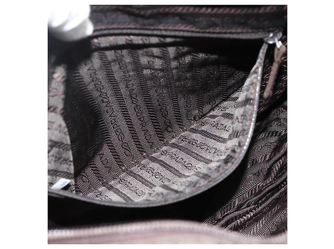 Bolsa de Ombro PRADA Nylon Caqui Prata Autêntica 174309 - vista 25
