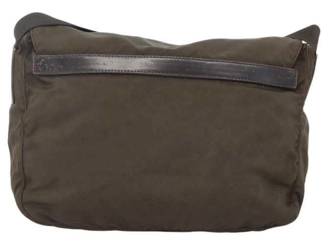 Bolsa de Ombro PRADA Nylon Caqui Prata Autêntica 174309 - vista 3