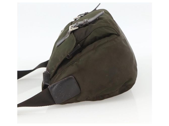 Bolsa de Ombro PRADA Nylon Caqui Prata Autêntica 174309 - vista 4