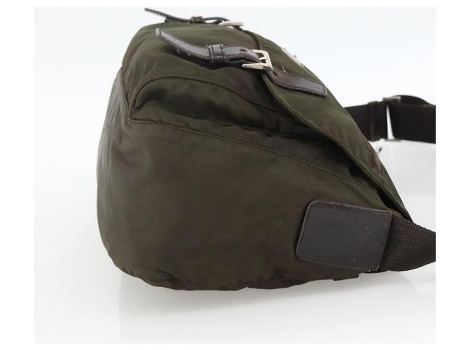 Bolsa de Ombro PRADA Nylon Caqui Prata Autêntica 174309 - vista 5