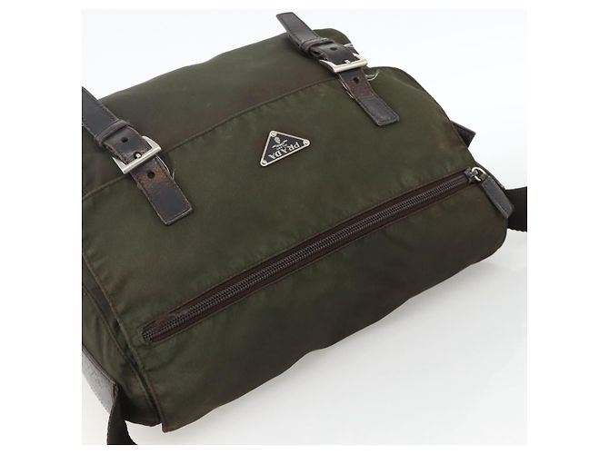 Bolsa de Ombro PRADA Nylon Caqui Prata Autêntica 174309 - vista 6