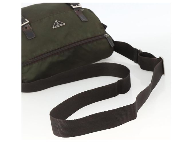 Bolsa de Ombro PRADA Nylon Caqui Prata Autêntica 174309 - vista 7
