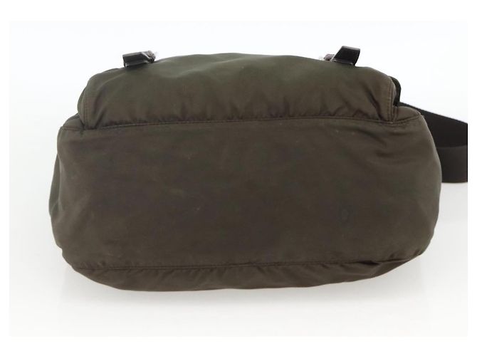 Bolsa de Ombro PRADA Nylon Caqui Prata Autêntica 174309 - vista 9