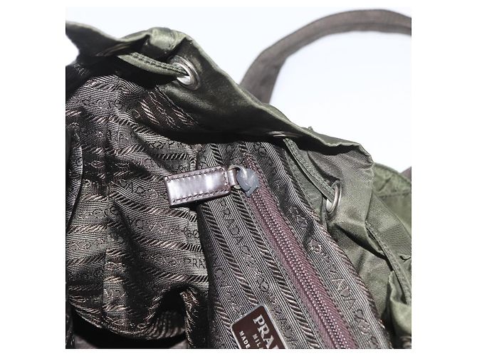 PRADA Backpack Nylon Khaki Silver Auth ARZ693 Silvery - view 27
