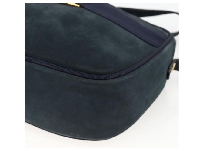 Borsa a Spalla Vala in Camoscio Blu Navy e Oro Auth BA11994 di Salvatore Ferragamo D'oro - vista 10