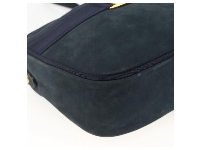 Borsa a Spalla Vala in Camoscio Blu Navy e Oro Auth BA11994 di Salvatore Ferragamo D'oro - vista 11