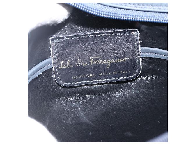 Borsa a Spalla Vala in Camoscio Blu Navy e Oro Auth BA11994 di Salvatore Ferragamo D'oro - vista 15
