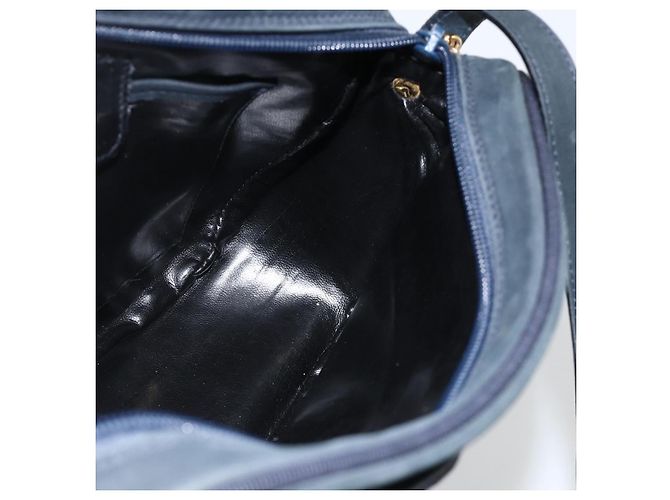 Borsa a Spalla Vala in Camoscio Blu Navy e Oro Auth BA11994 di Salvatore Ferragamo D'oro - vista 17
