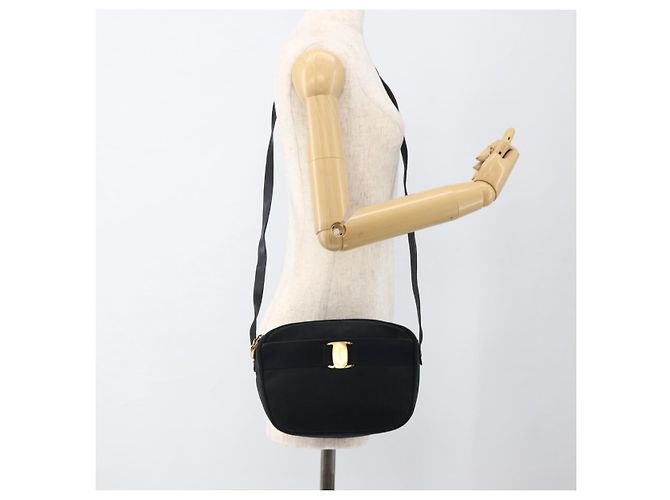 Borsa a Spalla Vala in Camoscio Blu Navy e Oro Auth BA11994 di Salvatore Ferragamo D'oro - vista 21