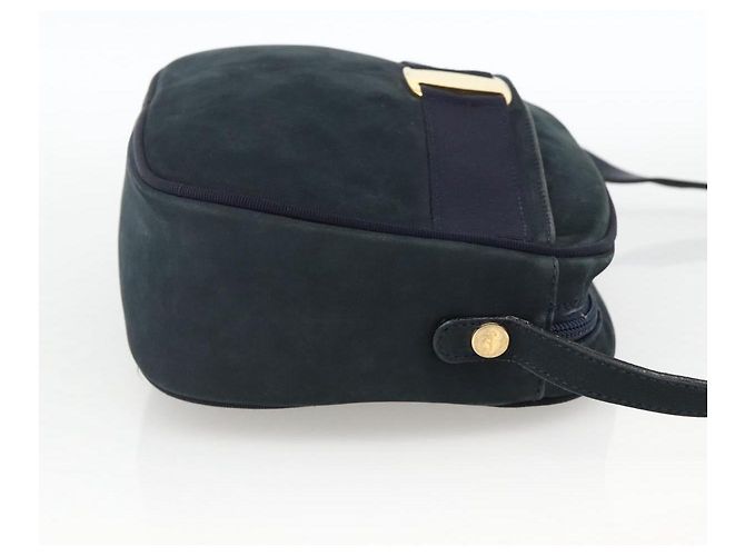 Borsa a Spalla Vala in Camoscio Blu Navy e Oro Auth BA11994 di Salvatore Ferragamo D'oro - vista 5