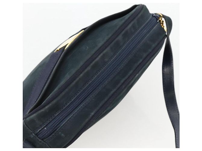 Borsa a Spalla Vala in Camoscio Blu Navy e Oro Auth BA11994 di Salvatore Ferragamo D'oro - vista 6