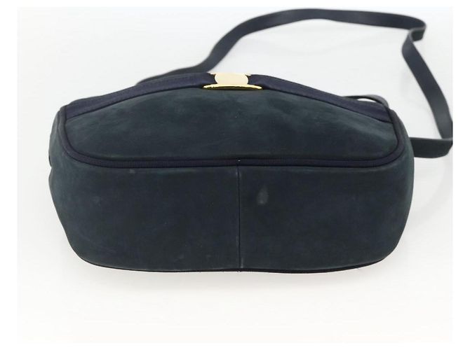Borsa a Spalla Vala in Camoscio Blu Navy e Oro Auth BA11994 di Salvatore Ferragamo D'oro - vista 9