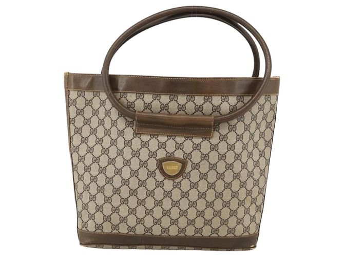 Gucci Borsa a Spalla GG Supreme PVC Beige Oro Auth bs34284 D'oro - vista 2
