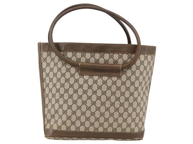 Gucci Borsa a Spalla GG Supreme PVC Beige Oro Auth bs34284 D'oro - vista 3
