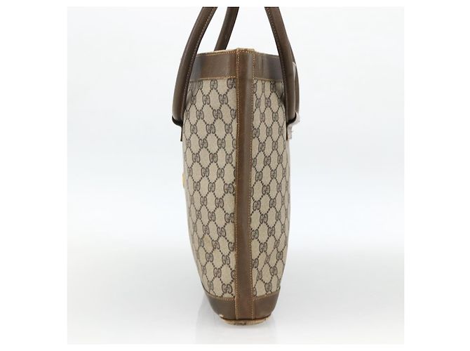 Gucci Borsa a Spalla GG Supreme PVC Beige Oro Auth bs34284 D'oro - vista 5