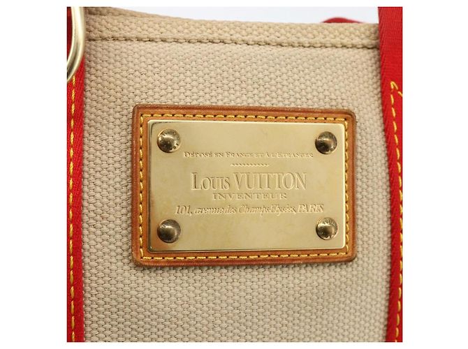 LOUIS VUITTON Antigua Cabas PM Borsa a Mano Rossa Beige M40038 LV Auth ka3789 Rosso - vista 15