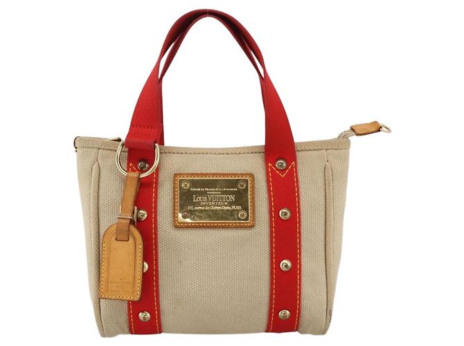 LOUIS VUITTON Antigua Cabas PM Borsa a Mano Rossa Beige M40038 LV Auth ka3789 Rosso - vista 2