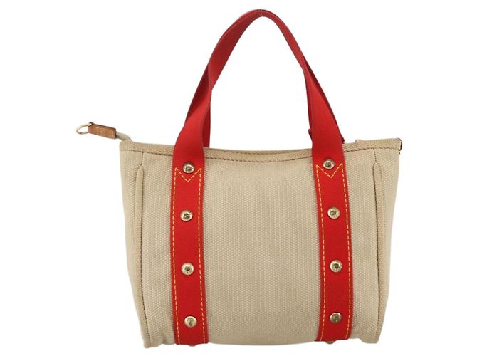 LOUIS VUITTON Antigua Cabas PM Borsa a Mano Rossa Beige M40038 LV Auth ka3789 Rosso - vista 3