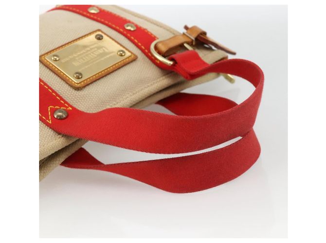 LOUIS VUITTON Antigua Cabas PM Borsa a Mano Rossa Beige M40038 LV Auth ka3789 Rosso - vista 7