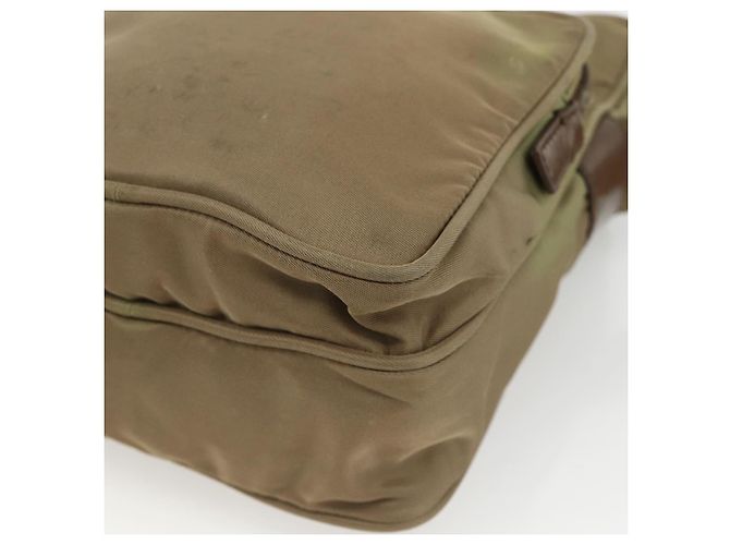 PRADA Schultertasche Nylon Khaki Silber Authentisch ARZ817 - Ansicht 10