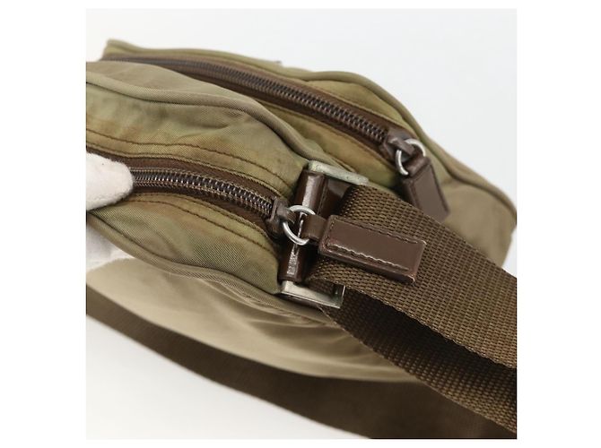 PRADA Schultertasche Nylon Khaki Silber Authentisch ARZ817 - Ansicht 14