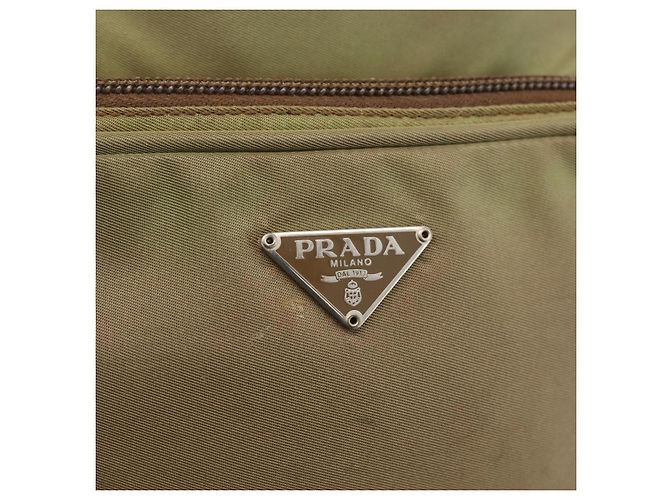 PRADA Schultertasche Nylon Khaki Silber Authentisch ARZ817 - Ansicht 15