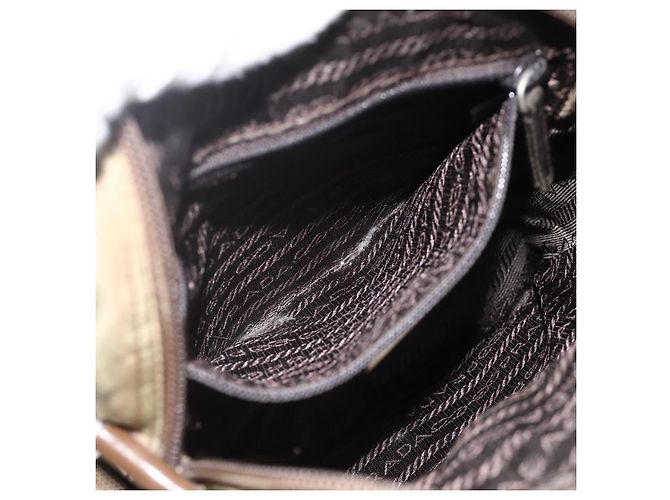 PRADA Schultertasche Nylon Khaki Silber Authentisch ARZ817 - Ansicht 21