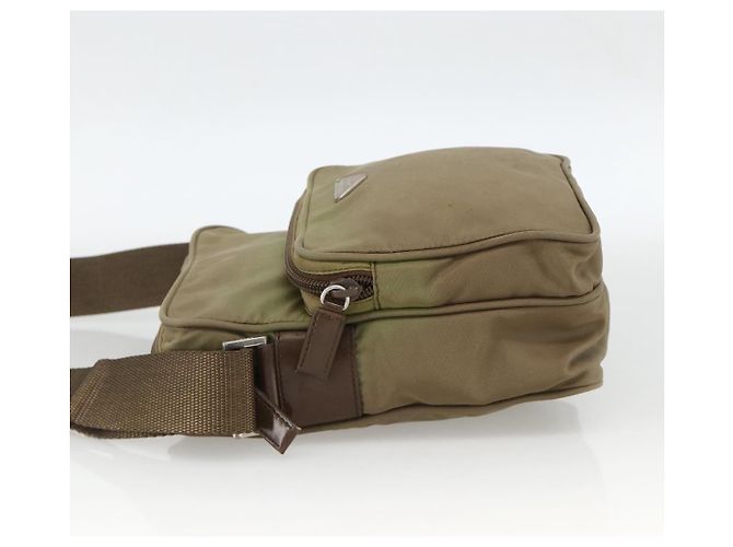 PRADA Schultertasche Nylon Khaki Silber Authentisch ARZ817 - Ansicht 4