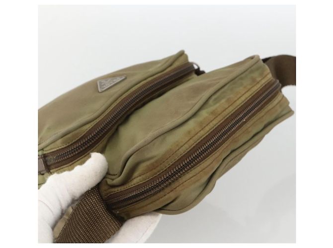 PRADA Schultertasche Nylon Khaki Silber Authentisch ARZ817 - Ansicht 6
