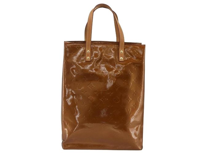 LOUIS VUITTON Borsa a Mano Monogram Vernis Reade MM Bronzo M91143 LV Auth YKZ889 - vista 13