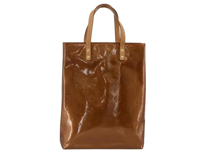 LOUIS VUITTON Borsa a Mano Monogram Vernis Reade MM Bronzo M91143 LV Auth YKZ889 - vista 2