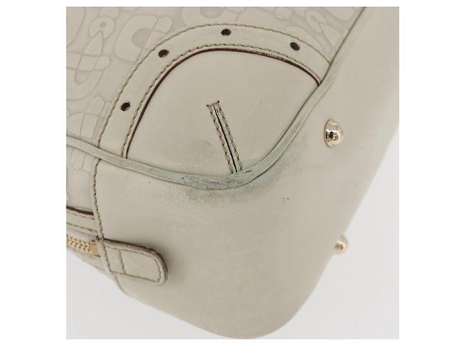 Borsa a mano Horsebit in pelle bianca e oro GUCCI 145770 Auth bs34368 Bianco D'oro - vista 10