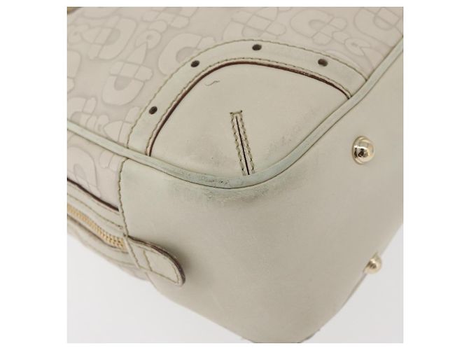 Borsa a mano Horsebit in pelle bianca e oro GUCCI 145770 Auth bs34368 Bianco D'oro - vista 12